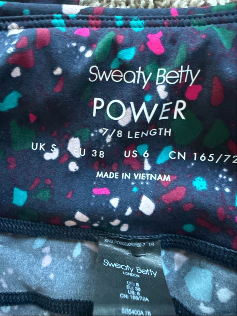 Sweaty Betty Power 7/8 High Rise Stretch Leggings Multi Stipple Print Women’s 6 - Picture 9 of 10